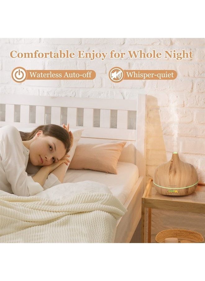 Homeweeks - Essential Oil Diffuser Aromatherapy Diffusers: 550ml Ultrasonic Cool Mist Large Aroma Scent Essential Oils Diffuser Waterless Shut Off for Bedroom Home Office Living Room Wood Grain - Image 1