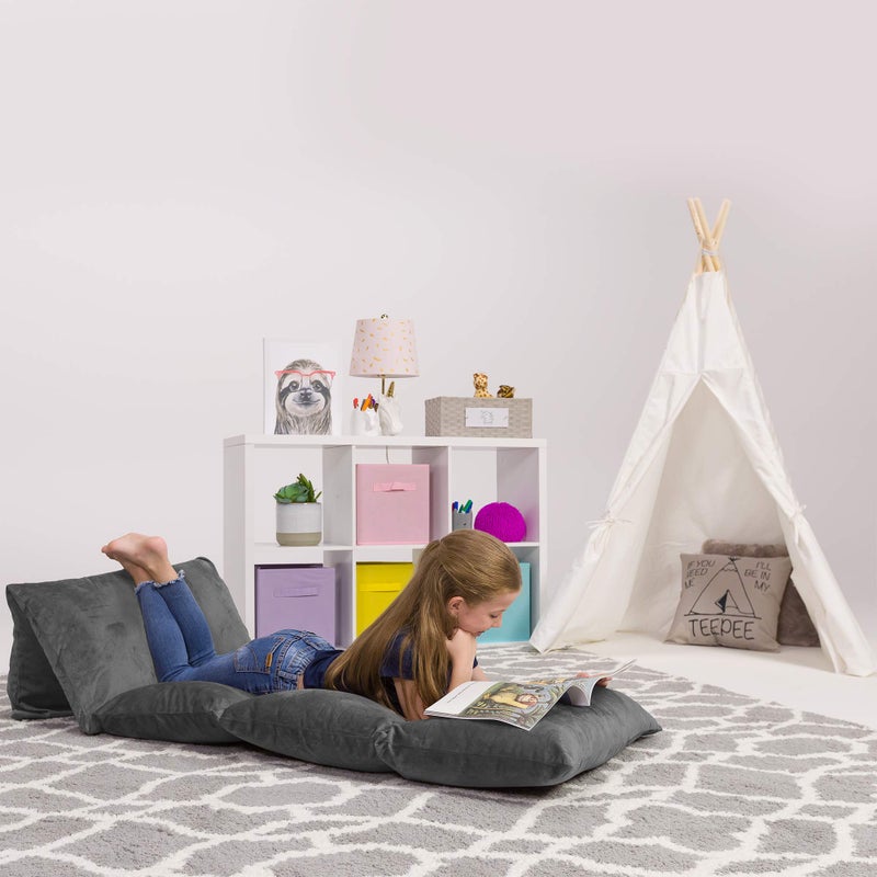 Posh Creations Kids Floor Pillow Cover  Premium Cushion and Lounger Covers for Pillows Queen Pillows NOT Included  Gifts for Teenage Girls Queen Pillow Size Cozy Soft  Gray 