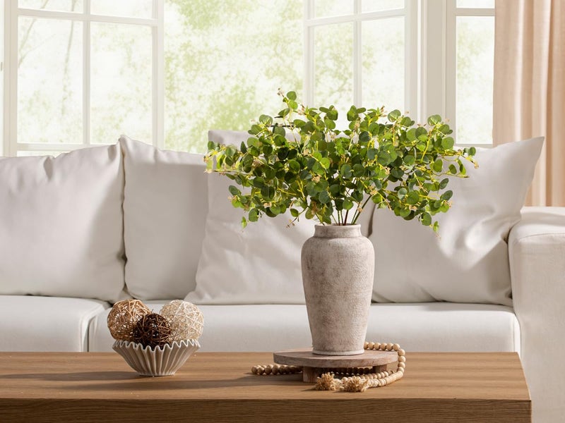 ooit Ceramic Large Flower Vase, 11 Inch Tall White Rustic Vase Farmhouse Decorative Vase Floral Pottery Vases for Home Decor Table Living Room Entryway Mantel Bedroom Bathroom Kitchen - Rustic White - Image 5