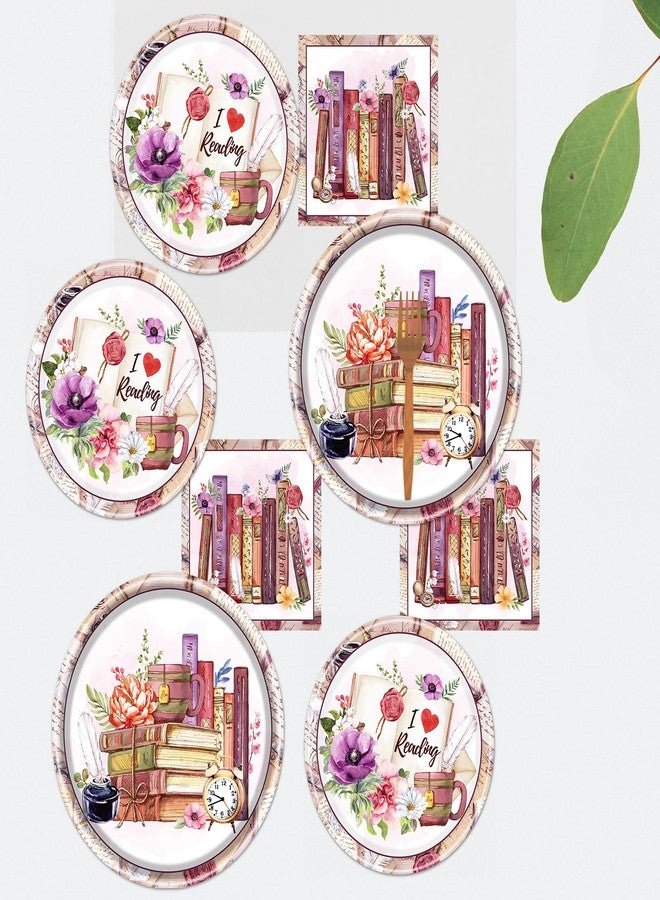 refavor Book Themed Tableware Party Decorations, 96PCS Book Party Paper Plates Napkins Forks Supplies, Disposable Book Club Library Reading Party Plates Dinnerware Decor - Image 5