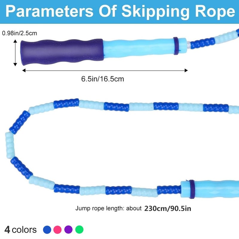 SportQ 230cm Colorful Beads Skipping Rope Comfortable Non Slip Handles Durable Nylon Rope for Training and Fitness for Kids and Adults - Image 5