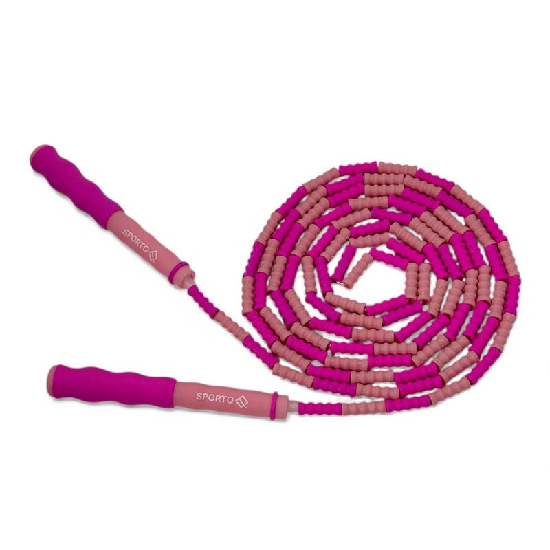SportQ 230cm Colorful Beads Skipping Rope Comfortable Non Slip Handles Durable Nylon Rope for Training and Fitness for Kids and Adults - Image 1