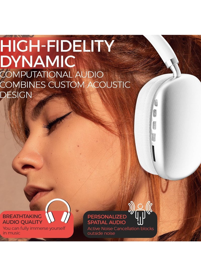 Generic - P9 Immersive Active Noise Cancelling Over-Ear Headphones, Epitome of Cutting-Edge Design and Premium Sound Quality. Elevate Your Listening Experience, Fusion of Style and Comfort (White) - Image 1