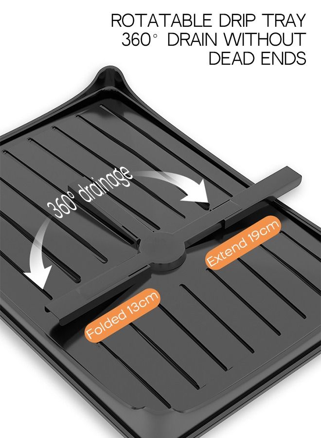 2-Tier Dish Drying Stand with Drainage System, Black - Image 4