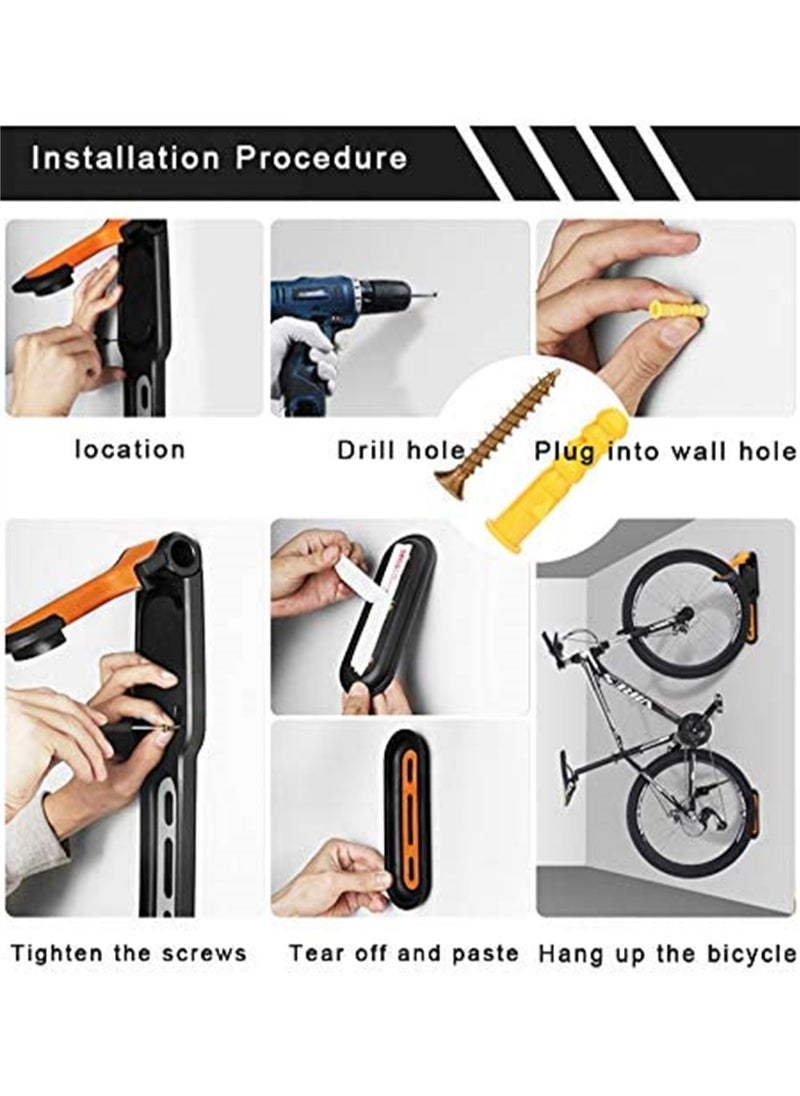 Generic - Adjustable Bike Wall Mount Storage Rack Space Saving Hanging Hooks Vertical Bicycle Hanger Stand with Screws - Image 1