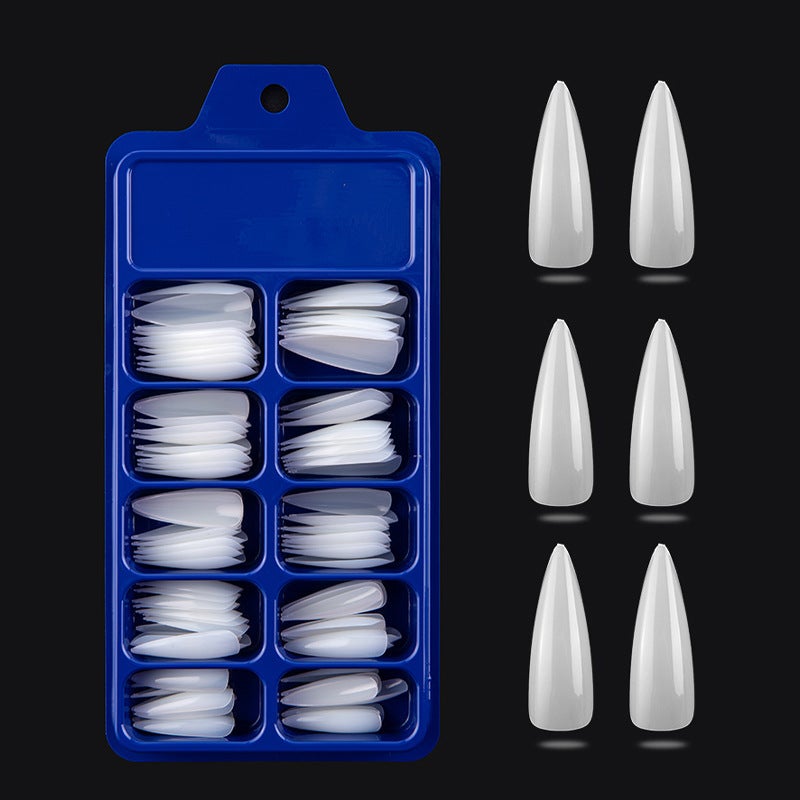 100 Pcs Solid Color Mixed Color Long Full Paste Transparent Pointed False Nails Stiletto Nail Art Nail Piece - Image 5