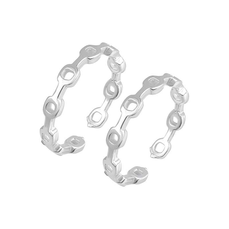 silver chest 925 Sterling Silver Toe Ring for Women Elegant Design | Adjustable Bichiya | Modern Silver Toe Rings for Girls & Womes With Certificate Of Authenticity | Chandi Bichiya Set - Image 1