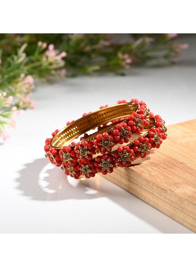 AFAST Modern & Elegant Bangles/Kada for Women & Girls | Combo of 2 Stylish Sets | Perfect for Wedding, Festivals, Parties & Functions | Red - Image 5