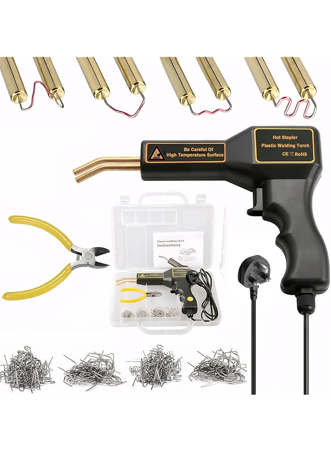 erorex Plastic Welder Handheld Hot Stapler Machine Car Bumper Repair Kit Pvc Repairing Machine Plastic Welding Tool With 200Pcs And 4 Types Of Wave Staples For Repairing Crack Broken - Image 1
