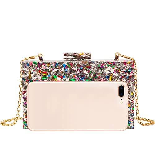 LETODE Acrylic Clutch Purses for women Perspex Bag Box Clutch Evening Crossbody Handbags (Silver) - Image 3