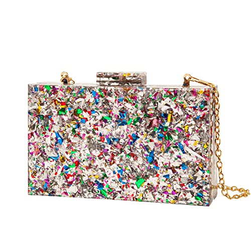 LETODE Acrylic Clutch Purses for women Perspex Bag Box Clutch Evening Crossbody Handbags (Silver) - Image 2