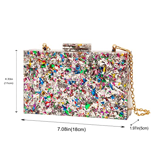LETODE Acrylic Clutch Purses for women Perspex Bag Box Clutch Evening Crossbody Handbags (Silver) - Image 4