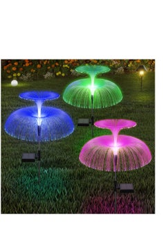 Y&D Double-Layer Jellyfish Solar Yard Lights, Flower Lights Outdoor Garden, Outside 7 Color Changing Decoration, Waterproof Decorative Stake Fiber Light for Landscape Pathway Patio, 3 Pack  - Image 1