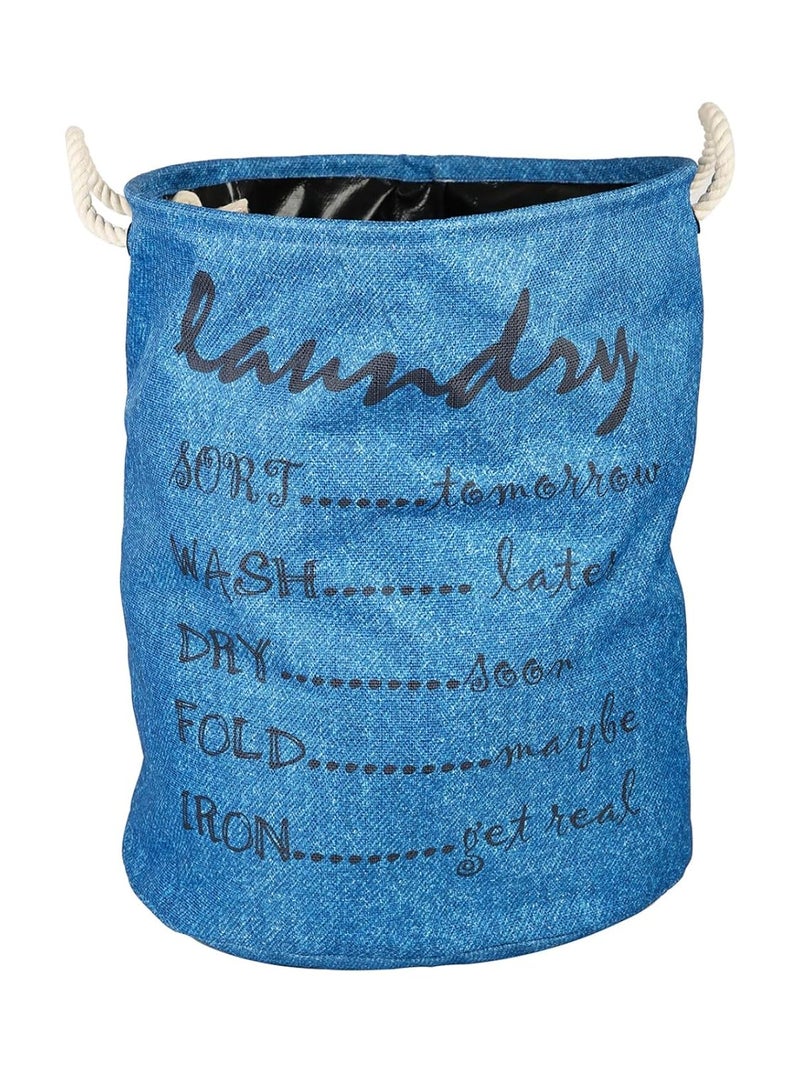 ROMEE Polyester Slub Printed Laundry Basket for Clothes Foldable Laundry Bag and Storage Container 48 cm x 37 cm LNDR022 - Image 2