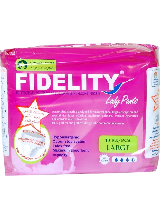 FIDELITY - Lady Pants Large Absorbent Female Briefs 10 Units - Image 1