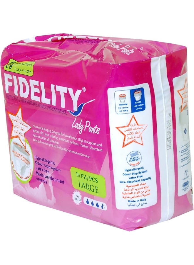 FIDELITY - Lady Pants Large Absorbent Female Briefs 10 Units - Image 1