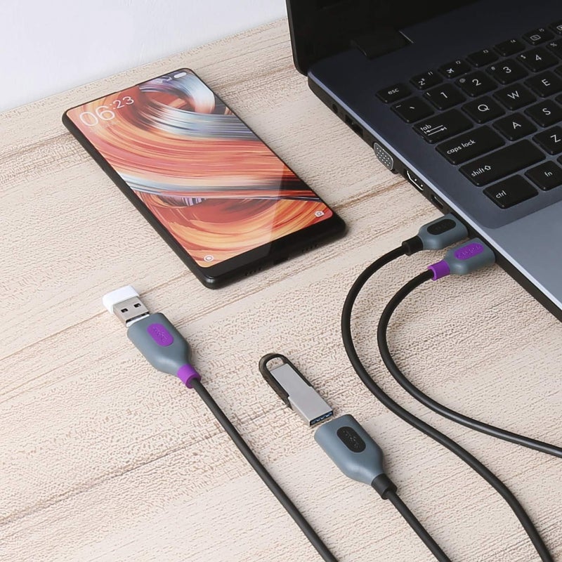 فاسجير كابل تمديد USB 2.0 من ، 3 عبوات 6 قدم من ذكر إلى أنثى للشحن والمزامنة، كابل USB ممتد (أسود وأرجواني وأزرق) - Image 5
