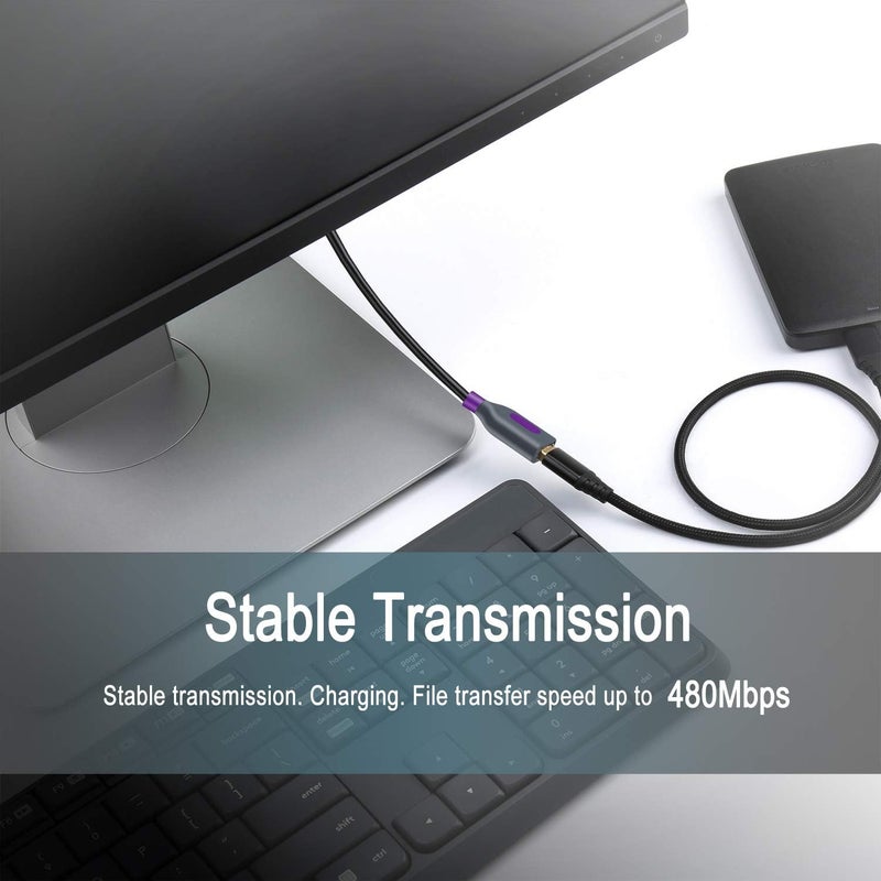 فاسجير كابل تمديد USB 2.0 من ، 3 عبوات 6 قدم من ذكر إلى أنثى للشحن والمزامنة، كابل USB ممتد (أسود وأرجواني وأزرق) - Image 4