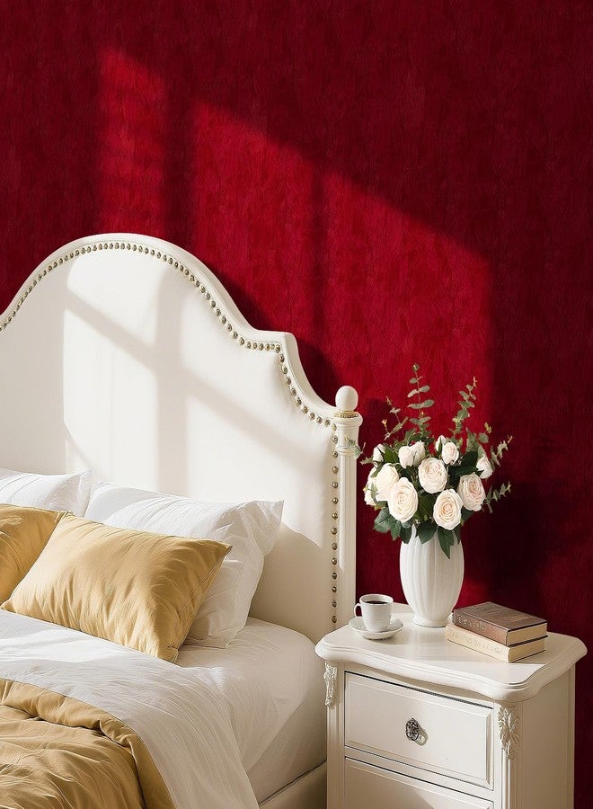 HelloWall 17.7"x317" Burgundy Suede Wallpaper Self Adhesive Velvet Flocking Liner Soft Felt Drawer Liner Red Velvet Sheets Contact Paper Peel and Stick Fabric Wallpaper for Bedroom Vanity DIY Crafts - Image 3