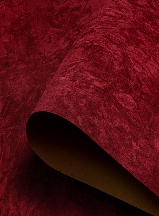 HelloWall 17.7"x317" Burgundy Suede Wallpaper Self Adhesive Velvet Flocking Liner Soft Felt Drawer Liner Red Velvet Sheets Contact Paper Peel and Stick Fabric Wallpaper for Bedroom Vanity DIY Crafts - Image 1