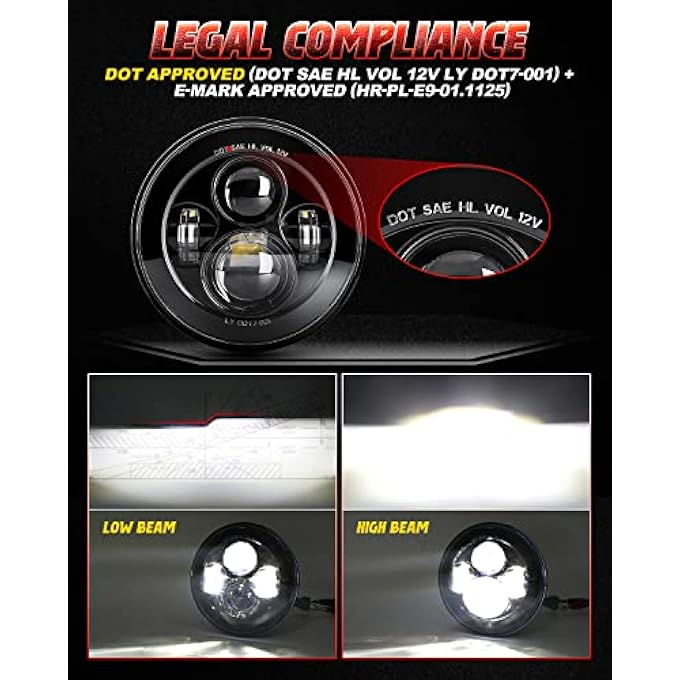 LX-LIGHT 7 مصابيح أمامية دائرية سوداء اللون من نوع Cree LED عالية الشعاع ومنخفضة لسيارة Jeep Wrangler Jk Tj Lj Cj Hummber H1 H2 زوج - Image 5