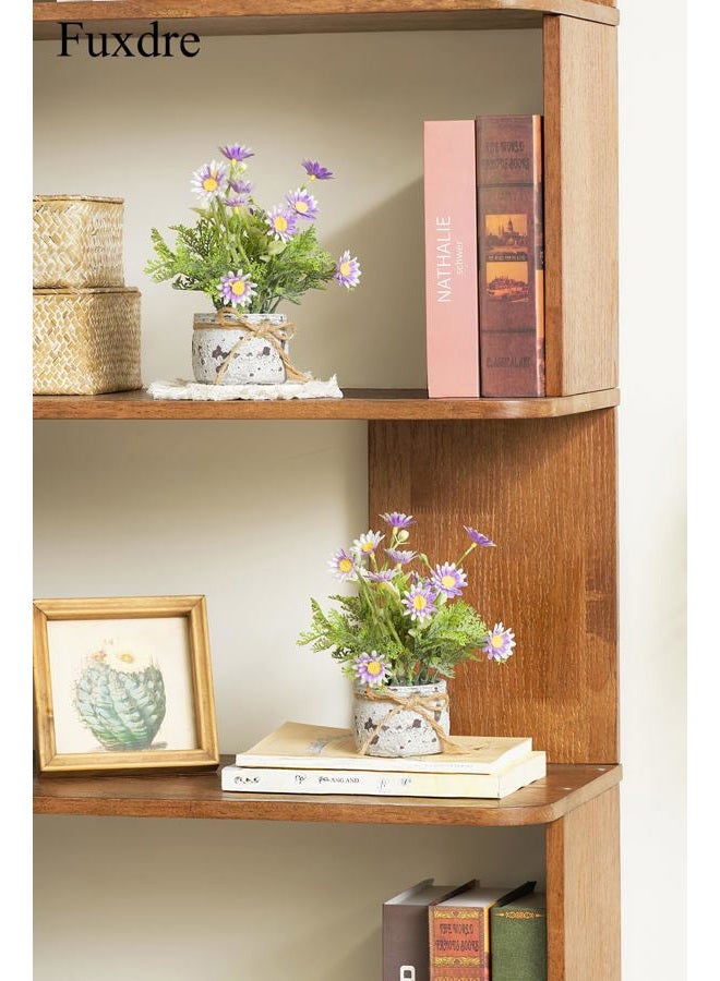 Fuxdre Daisy Artificial Flowers in Cement Vases 2Pcs,Daisies Faux Flowers Farmhouse Home Coffee Table Bookshelf Office Desk Decorations Kitchen Dining Room Fake Plants Indoor(Purple) - Image 4