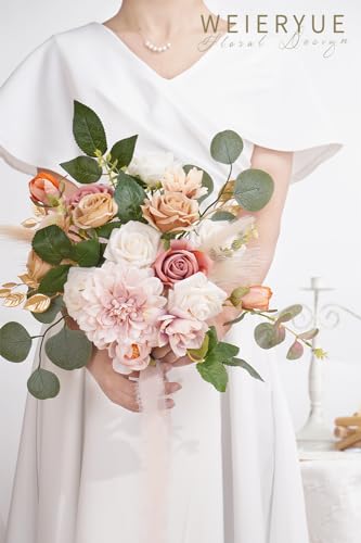 WEIERYUE Champagne Artificial Flowers Combo Box Wedding Decor,Fake Flowers,Flowers for Decoration,Silk Flowers for Home Decor Indoor,Cake Flowers,Faux Flowers for Crafts - Image 3