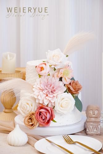 WEIERYUE Champagne Artificial Flowers Combo Box Wedding Decor,Fake Flowers,Flowers for Decoration,Silk Flowers for Home Decor Indoor,Cake Flowers,Faux Flowers for Crafts - Image 5
