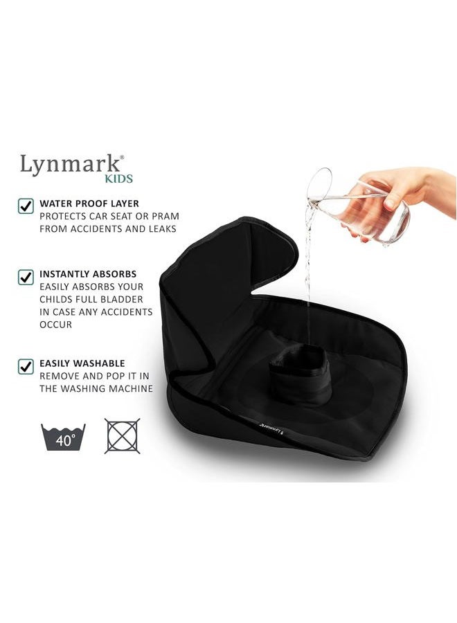 Lynmark Car Seat Protector for Potty Training | Travel potty Cover from Spillages, Nappy Leaks & Toilet training| Piddle Pad fits all carseat & buggy, age: 6m-4 years old |Keeps seat Clean & dry! Black - Image 3