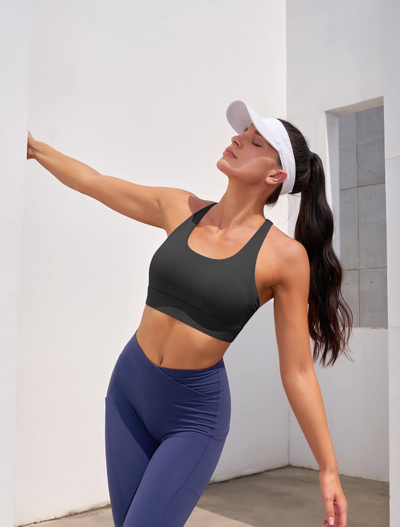 IUGA Sports Bras for Women High Support Large Bust High Impact Womens Sports Bras Strappy Padded Sports Bra Black - Image 4