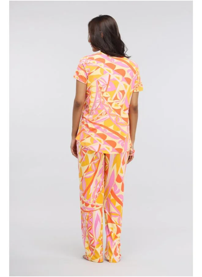 نسيسير Yellow Paisley Print Modal Pajama Set