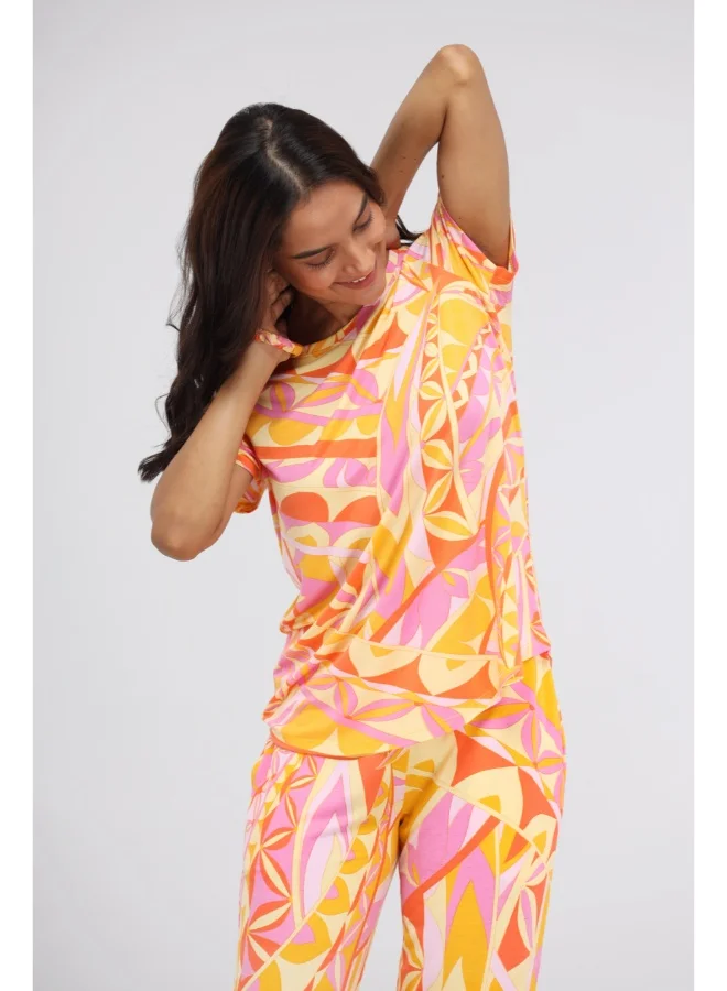 NeceSera Yellow Paisley Print Modal Pajama Set