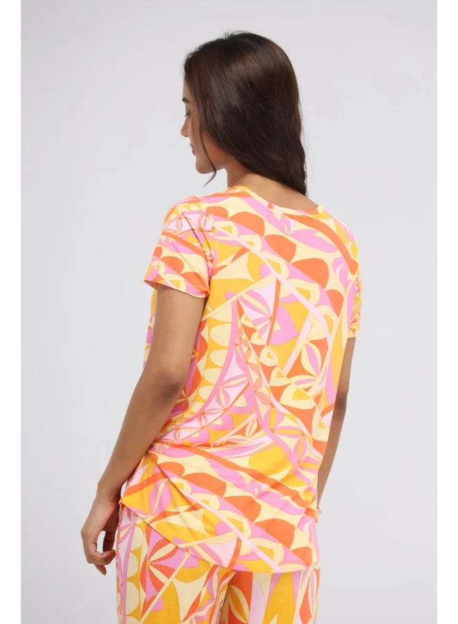 NeceSera Yellow Paisley Print Modal Pajama Set