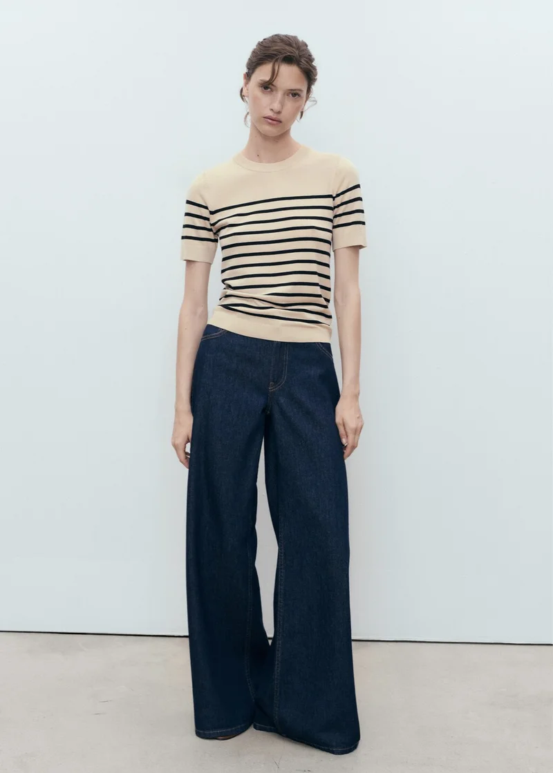 مانجو Short-Sleeved Fine-Knit Sweater
