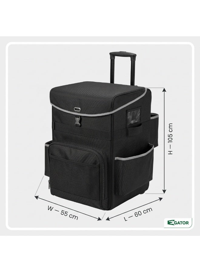 Gator Large Mobile Service Cleaning Trolley with Tool Bag | Professional Janitor Cart | Foldable Frame | Lockable Castors | Organized Housekeeping Station - Image 3