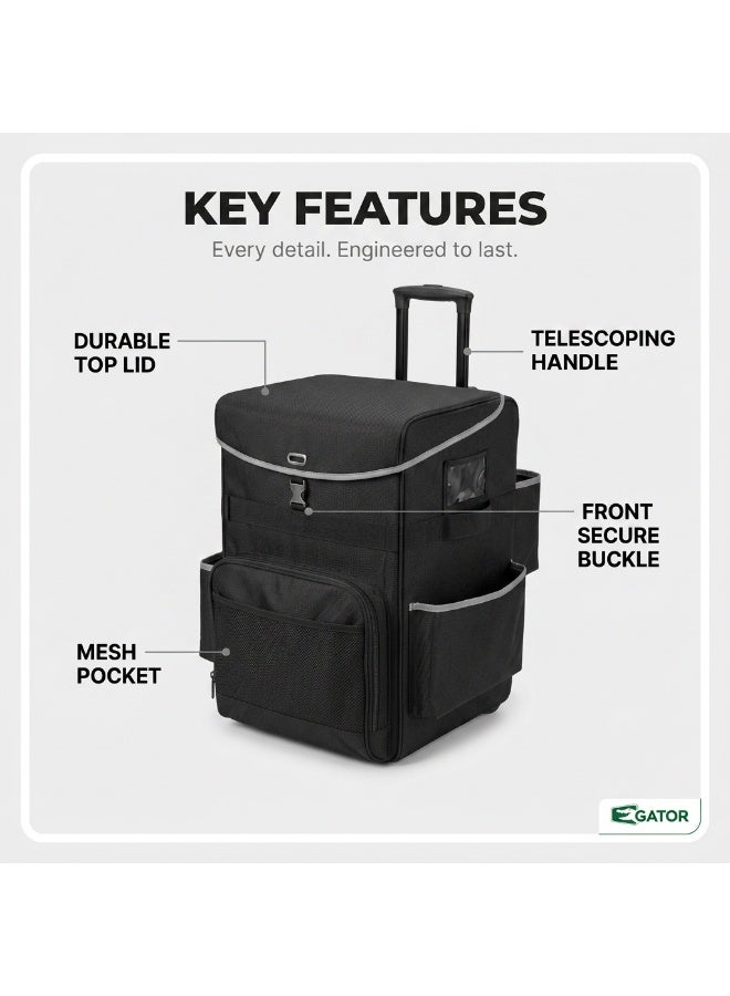 Gator Large Mobile Service Cleaning Trolley with Tool Bag | Professional Janitor Cart | Foldable Frame | Lockable Castors | Organized Housekeeping Station - Image 2