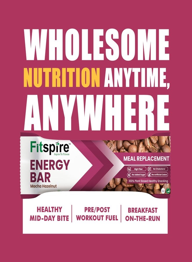 Fitspire Mocha Hazelnut Energy Bar, Pack of 12 Each 35g | Packed with Flakes, Nuts, Seeds & Oats | High Protein & Fibre Crunchy Granola Bars | 100% Plant-Based | With Almonds, Hazelnut & Chia Seeds - Image 5