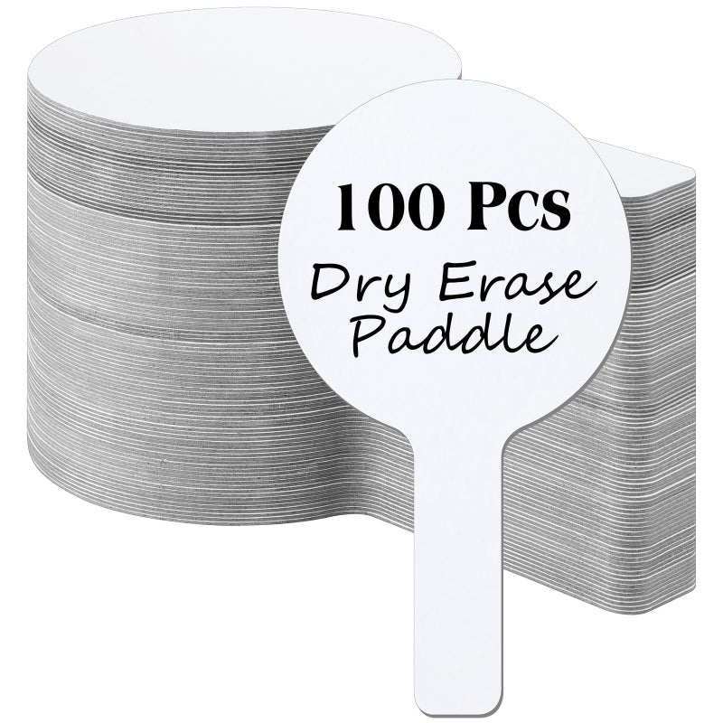 Seajan 100 Pcs Auction Bidding Paddles Bulk Answer Numbers Voting Blank Fans Dry Erase Boards Doubled Sided Handheld for Back to School SuppliesRound