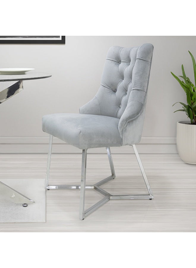 VANITY LIVING Rinerra Dining Chairs – Set of 2, Grey Upholstered Seat with Metal Legs – Modern Accent Chairs for Dining Room or Living Room - Image 2