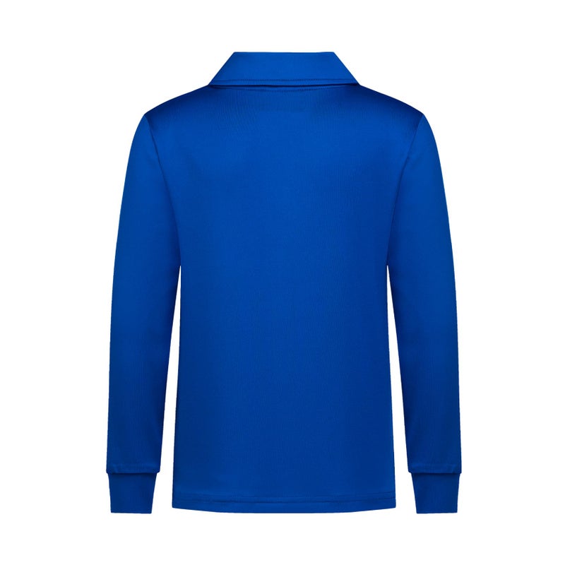 QBK Boys' Performance Polo Kids Collared Golf Shirts Long Sleeve School Uniform for 4T-16Y(Royal Blue M) - Image 3