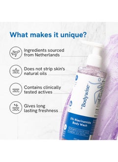 Be Bodywise 5% Niacinamide Brightening Body Wash | Hydrates & Deep Cleanses Skin | For Glowing & Hydrated Skin | With Aloe Vera, Vitamin B3 & E | For All Skin Types | 250Ml  - Image 5