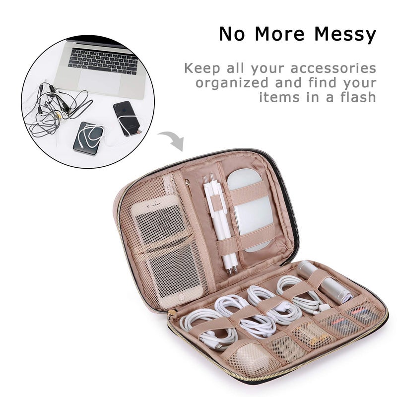 BAGSMART BAGSMART Large Electronics Organizer Travel Case, Travel Essentials, Cord Organizer Travel Cable Organizer Bag, Travel Accessories for Women, Pink  - Image 2
