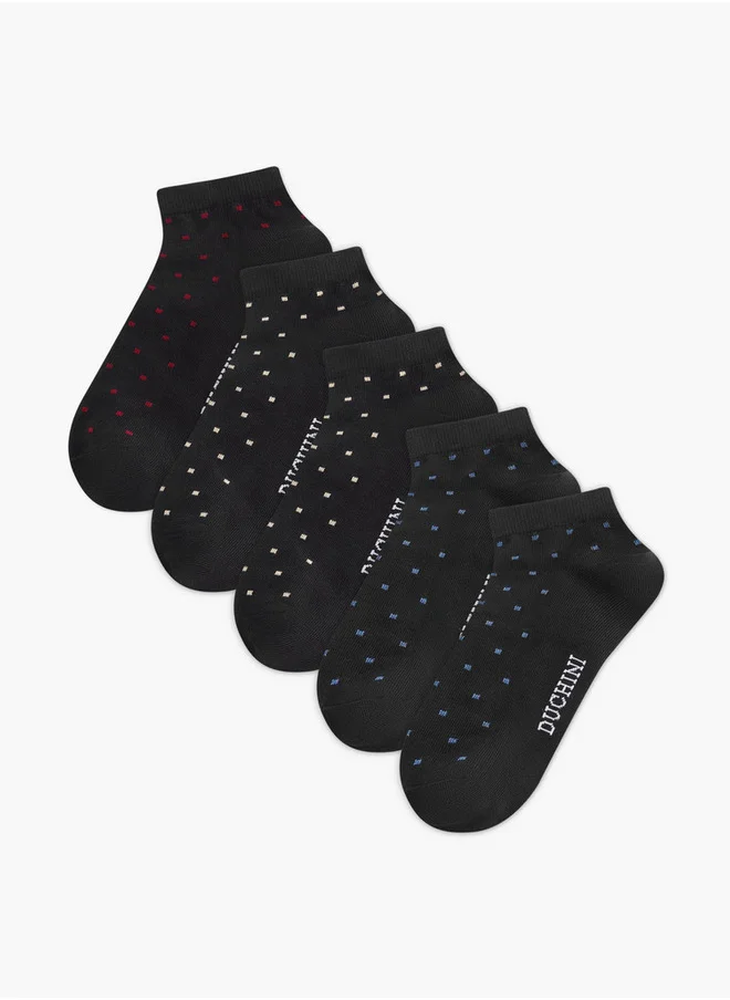دوتشيني Printed Non Terry Ankle Length Socks - Set of 5