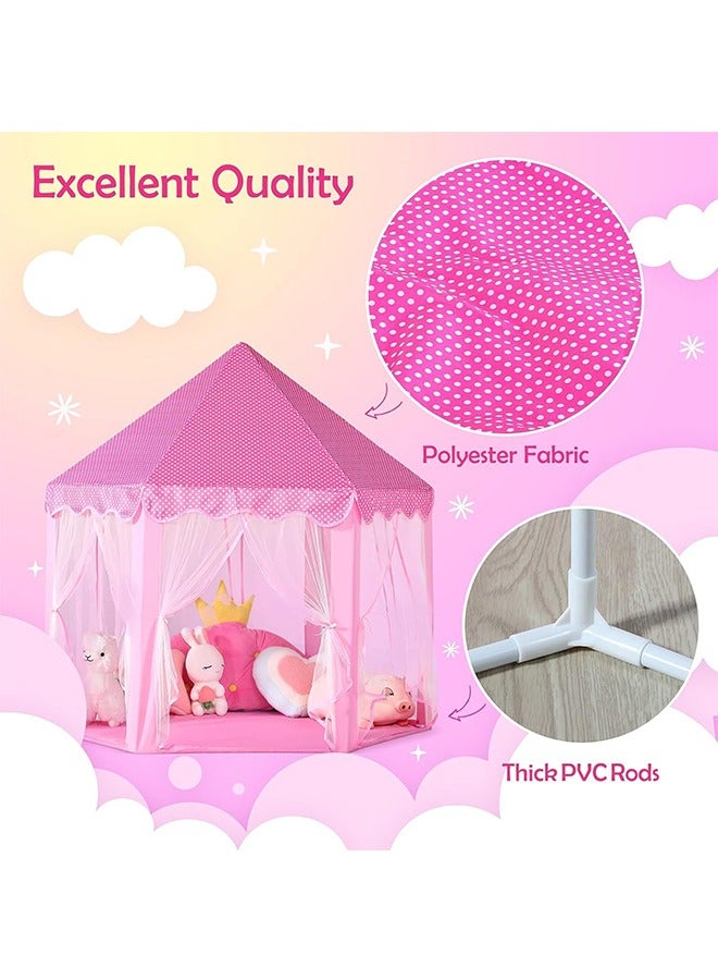 Princess Castle girl toy Tent kids Hexagonal Tent indoor Play House outdoor Pink Castle Girl birthday Gift Tent - Image 3