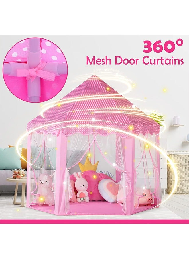 Princess Castle girl toy Tent kids Hexagonal Tent indoor Play House outdoor Pink Castle Girl birthday Gift Tent - Image 4