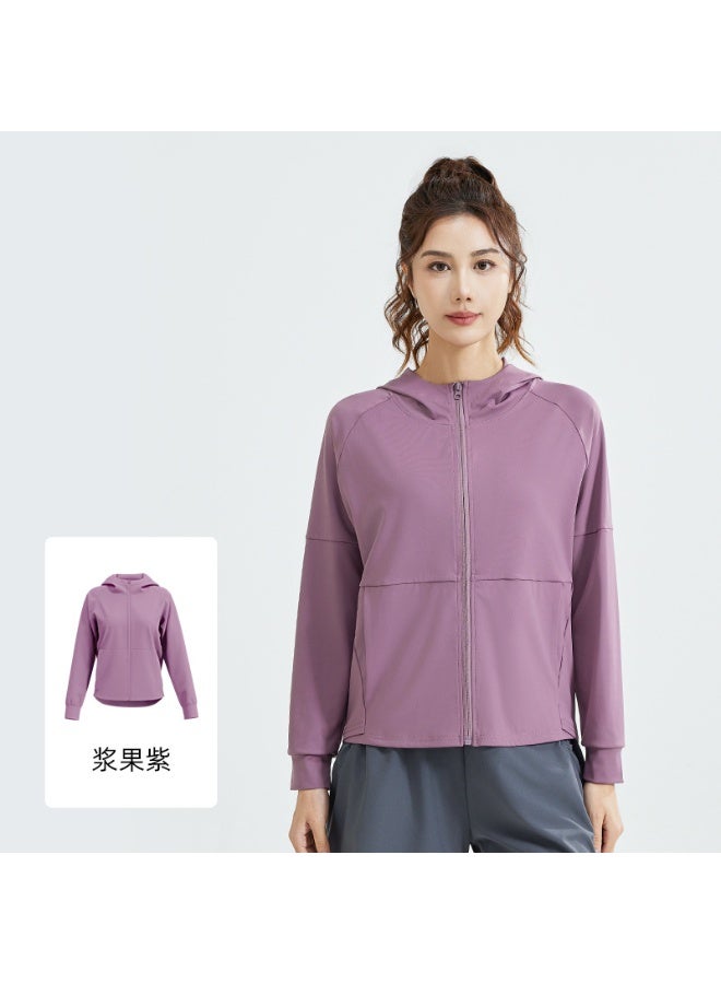 Autumn Spring Women Sport Jacket Zipper Loose Yoga Sports Hoodies Long Sleeves Running Jacket Gym Workout Hooded Tops Sweatshirt - Image 1