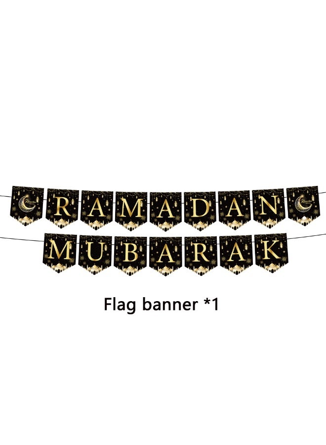 Ramadan Kareem Party Tableware Set For 24 Guests,170 Pieces, Gold and Black, Disposable Plates and Cups, Eid Mubarak Theme - Image 2