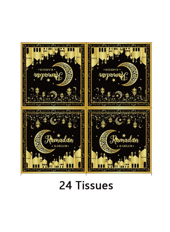 Ramadan Kareem Party Tableware Set For 24 Guests,170 Pieces, Gold and Black, Disposable Plates and Cups, Eid Mubarak Theme - Image 5