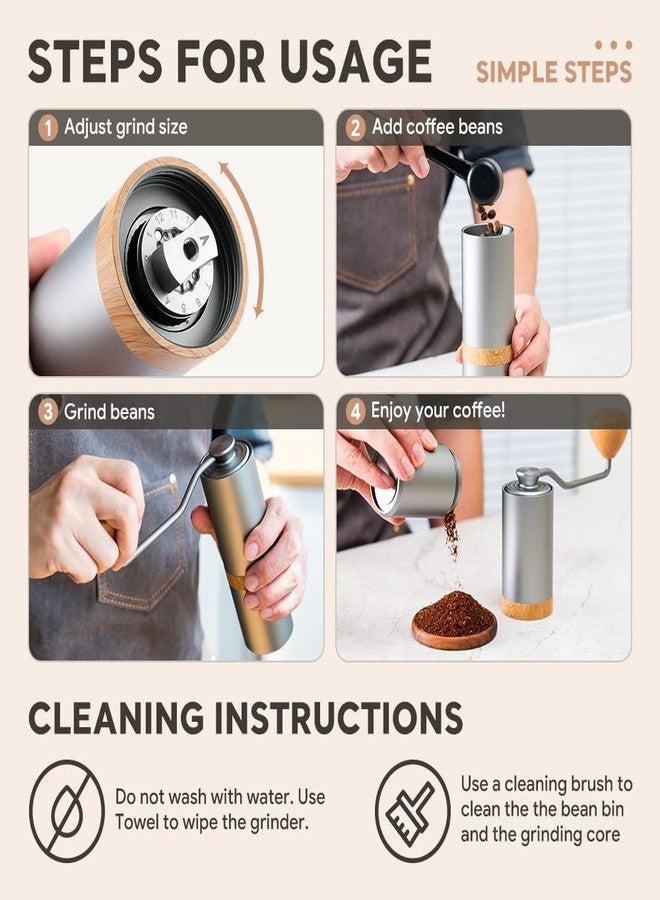 i Cafilas Manual Coffee Grinder Adjustable Setting，Portable Manual Grinder Conical Ceramic Burr Stainless Steel,Capacity 30g - Image 2