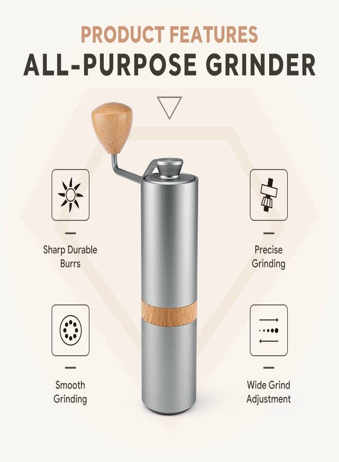 i Cafilas Manual Coffee Grinder Adjustable Setting，Portable Manual Grinder Conical Ceramic Burr Stainless Steel,Capacity 30g - Image 3